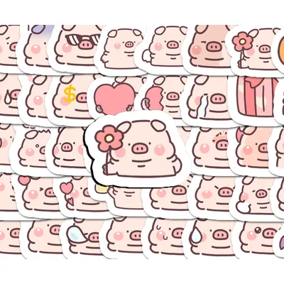 40PCS Nette Cartoon Rosa Schwein Aufkleber Dekoration kinder Schreibwaren Scrapbooking Schule Liefert Image