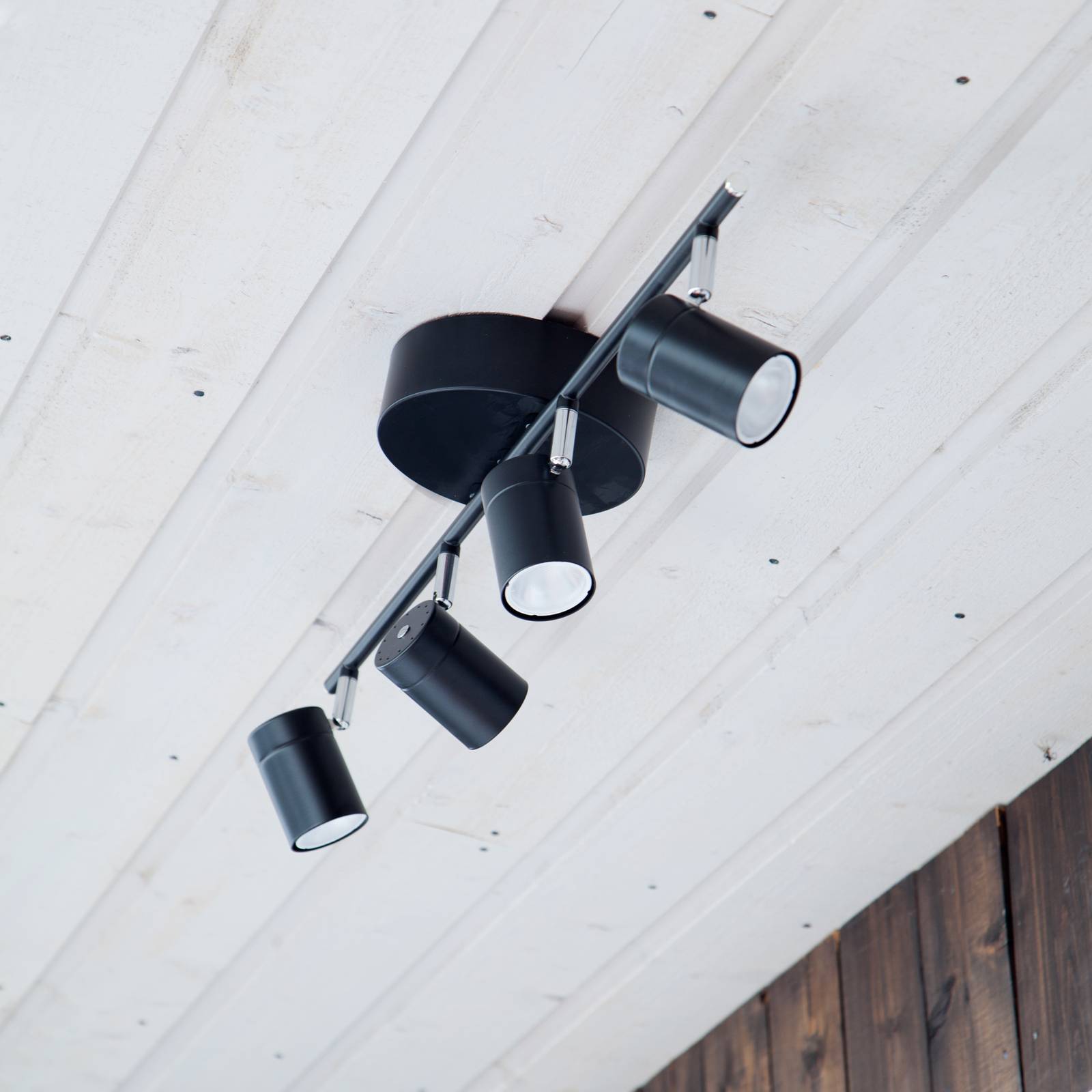 By Rydéns Correct Deckenstrahler 4fl schwarz matt Correct, dimmbar, schwarz, für Wohn- / Esszimmer, Metall, Modern, Strahler