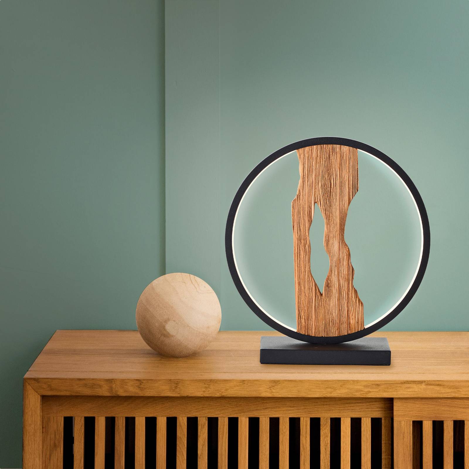 Brilliant Tischlampe Chaumont, schwarz, für Wohn- / Esszimmer, Holz, Landhaus / Rustikal, Tischlampe