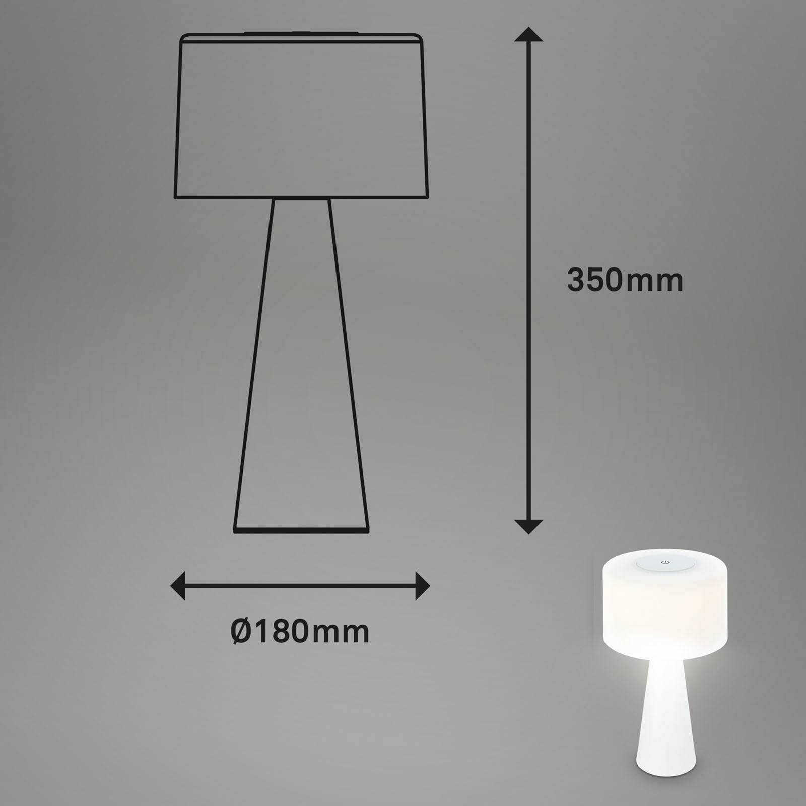Briloner LED-Tischlampe Halo, akkubetrieben, weiß dimmbar, weiß / opal, Metall, Modern