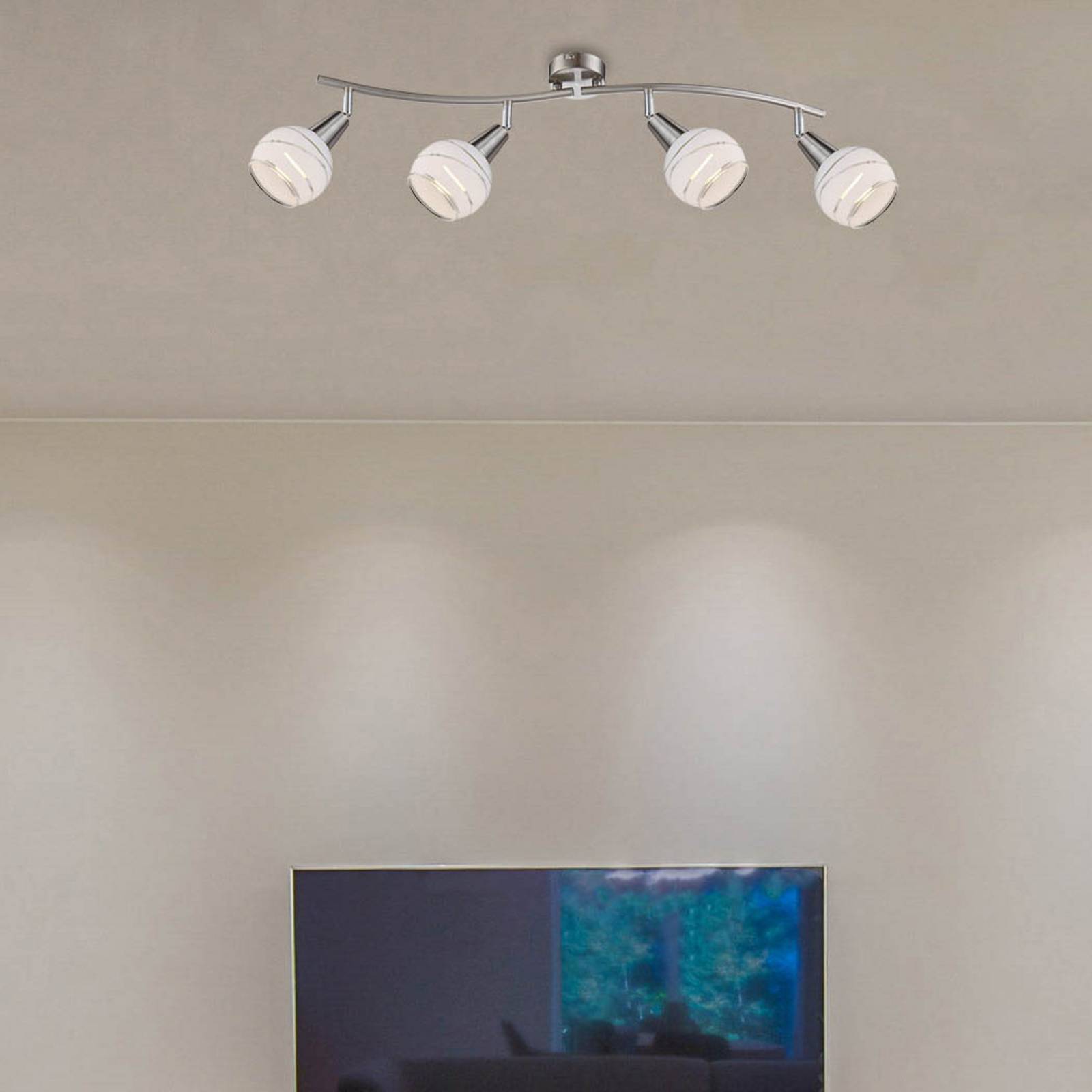 Globo Deckenstrahler Elliott, nickel matt, Länge 70 cm, Metall Eliott, alu / grau / zink, für Wohn- / Esszimmer, Metall, Modern, Strahler