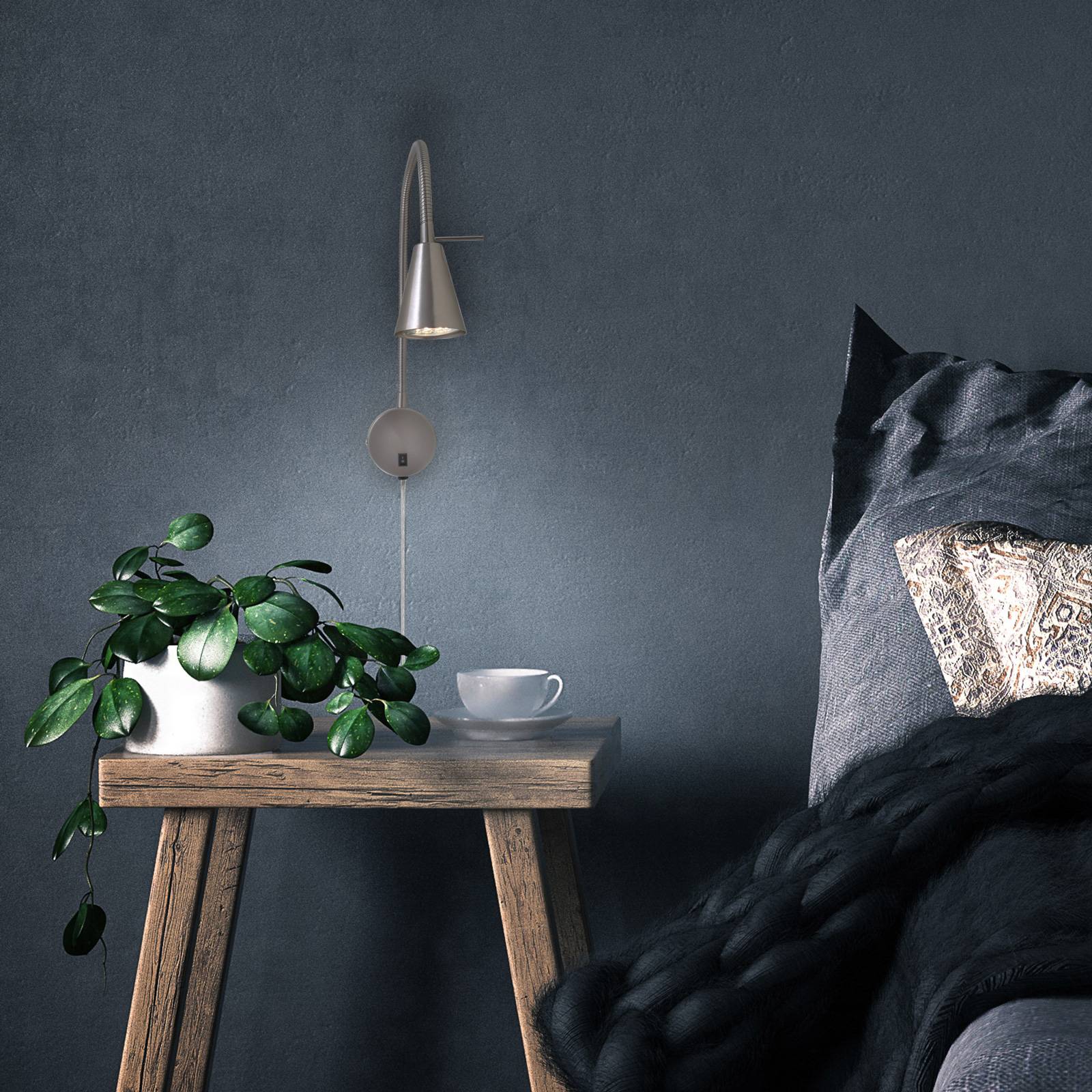 Briloner Wandlampe Tusa, alu / grau / zink, für Schlafzimmer, Metall, Modern, LED Wandleuchte, Wandlampe Innen