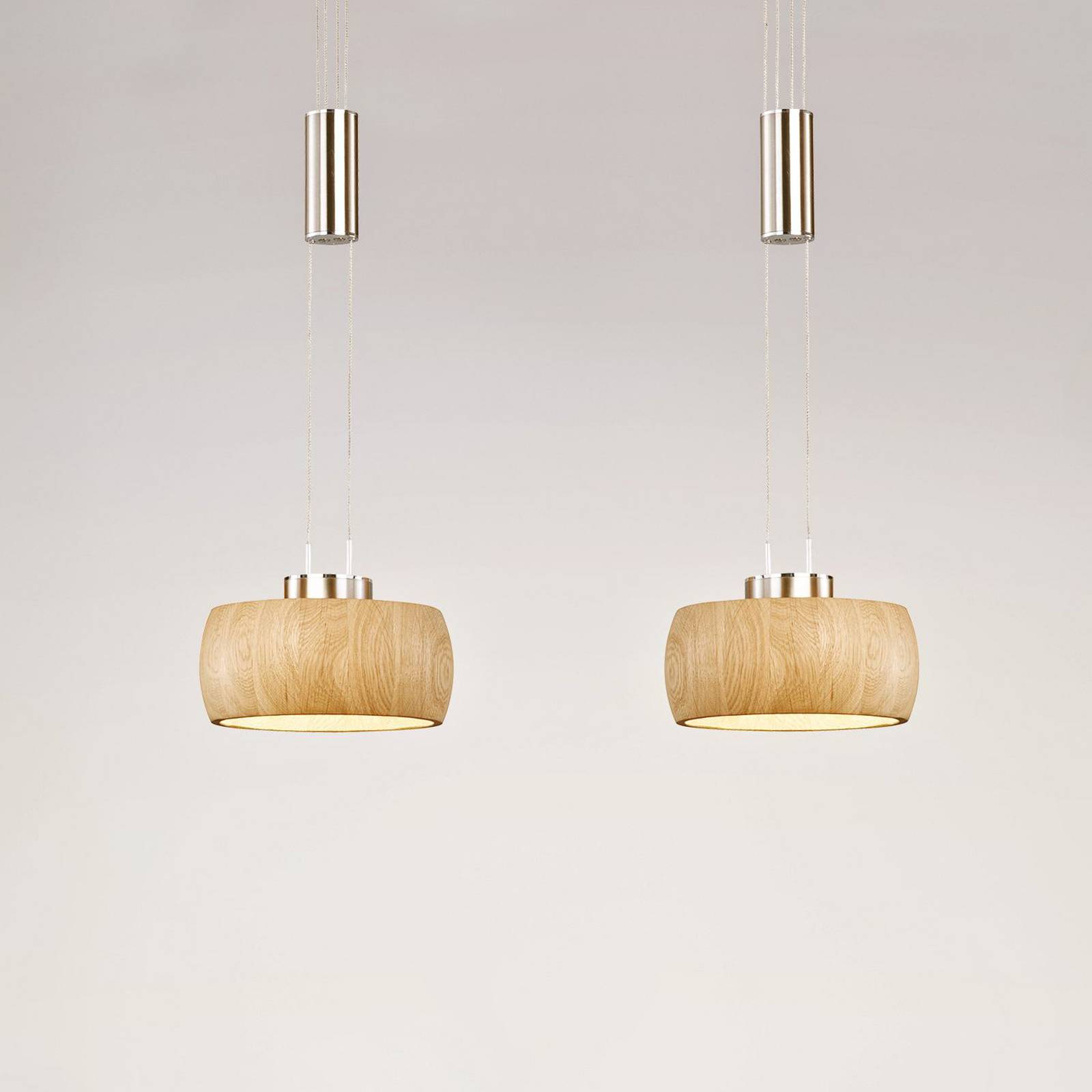 FISCHER & HONSEL Hängelampe Shine-Wood, dimmbar, Holz hell, für Wohn- / Esszimmer, Holz, Modern, Pendelleuchte