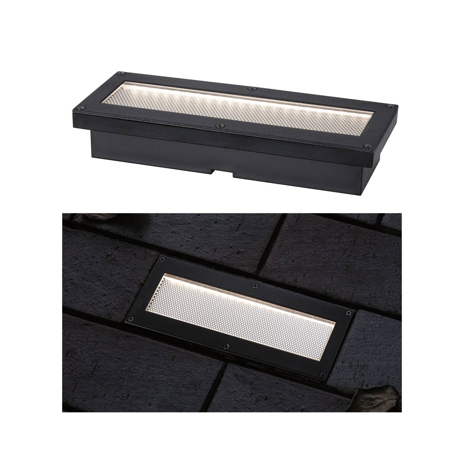 Paulmann Domenic LED-Solar-Bodeneinbaulampe 20x8cm, schwarz, Kunststoff, Modern, Solarleuchten