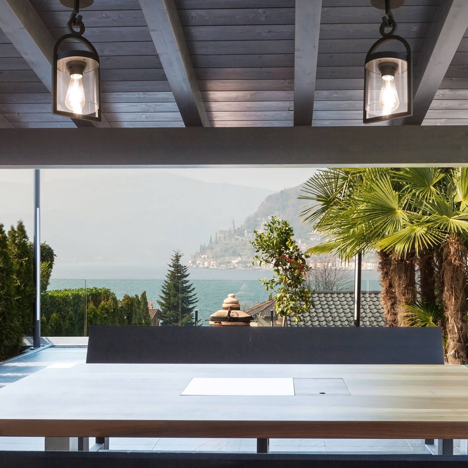 Mantra Iluminación Außen-Hängeleuchte Maya, dunkelgrau, IP65, 44,5 cm dimmbar, schwarz, Aluminium, Landhaus / Rustikal