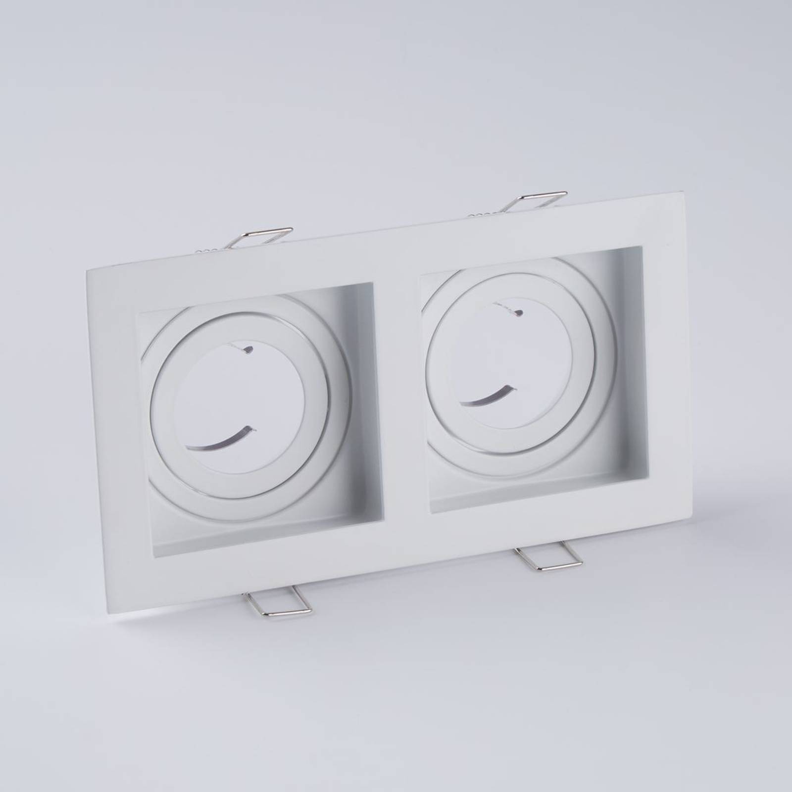 Searchlight Einbauleuchte Grid Two, 2-flg, weiß, 18,5x10 cm, Alu, GU10 dimmbar, weiß / opal, für Wohn- / Esszimmer, Aluminium, Modern, Einbaustrahler