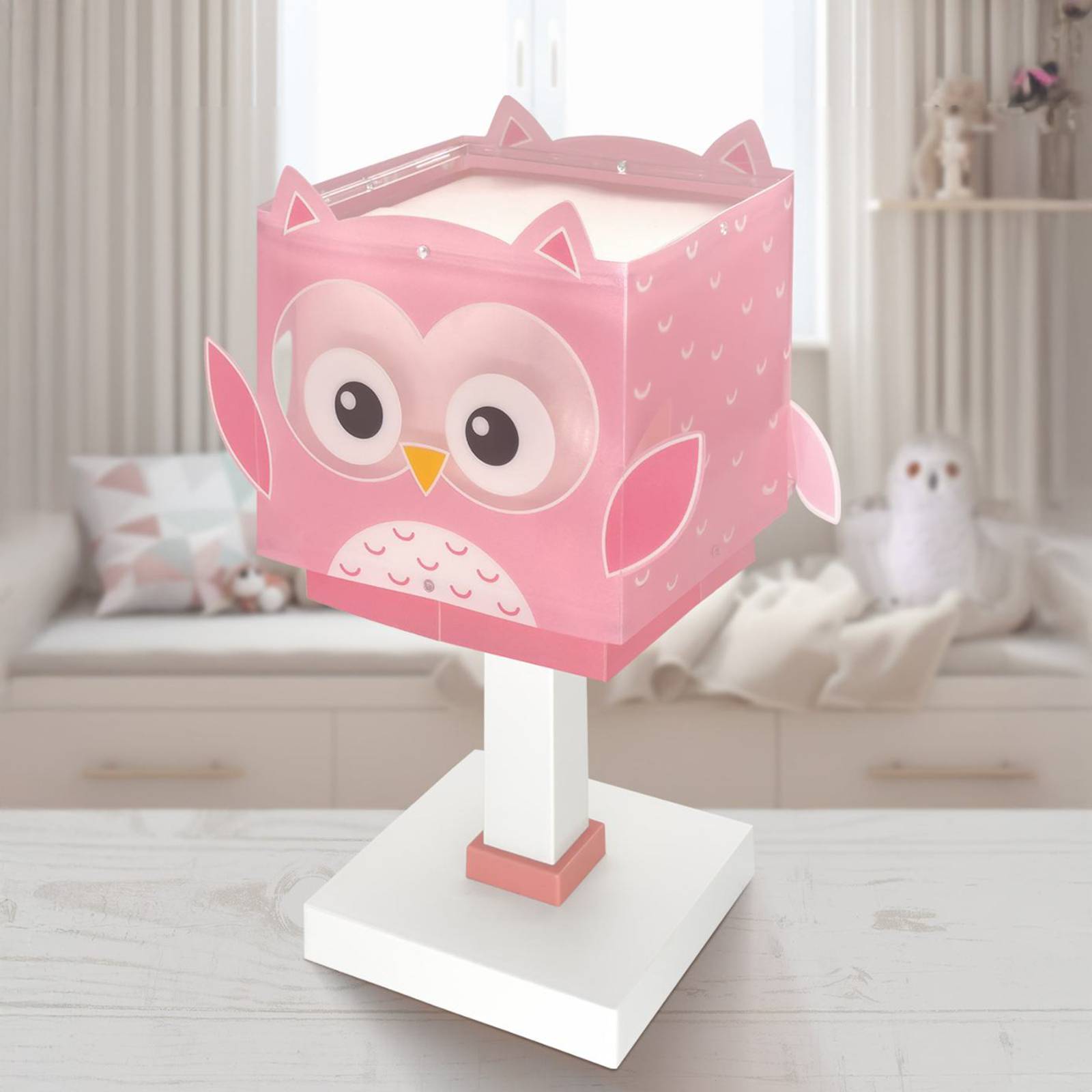 Dalber Tischlampe Little Owl, violett / pink / rose, für Kinderzimmer, Kunststoff, Tischlampe