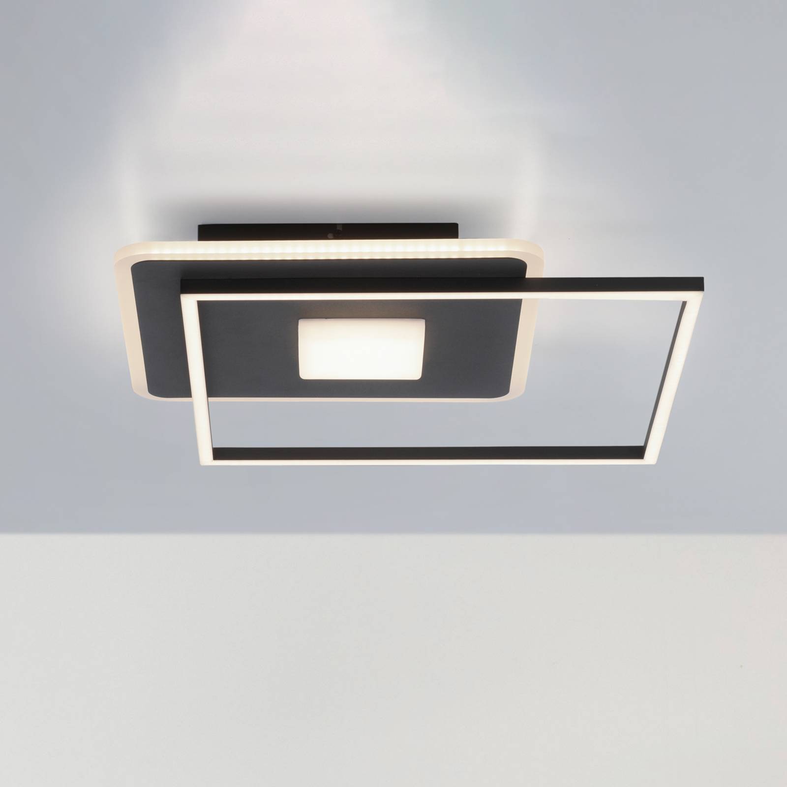 JUST LIGHT. GmbH LED Deckenlampe Domino, schwarz, für Wohn- / Esszimmer, Metall, Modern, LED Deckenleuchte