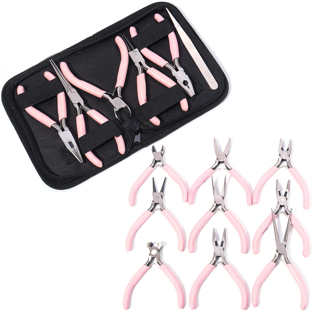 1 stücke Edelstahl Zangen Werkzeuge Set Rosa Farbe Zange Spitzzange für DIY Schmuck Machen Handwerk Perlen Reparatur Image