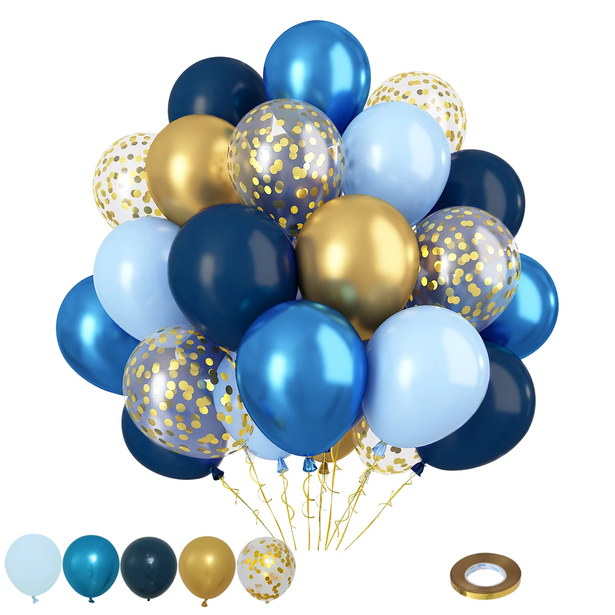 Metallic-Luftballons, Latex-Ballon, goldene Konfetti-Luftballons für Geburtstag, Hochzeiten, Abschlussballons, Weihnachts-Tauf-Party-Luftballons Image