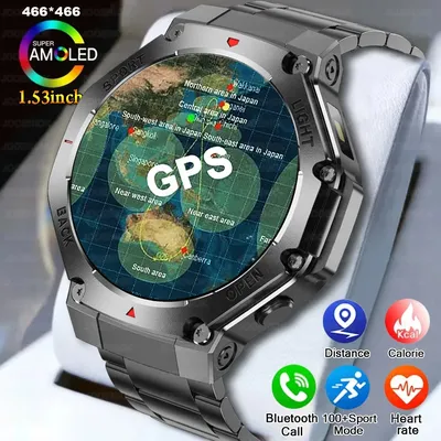 2025 neue GPS Sport Smart Uhr Männer AMOLED Bildschirm Herzfrequenz Fitness Tracker Bluetooth Image
