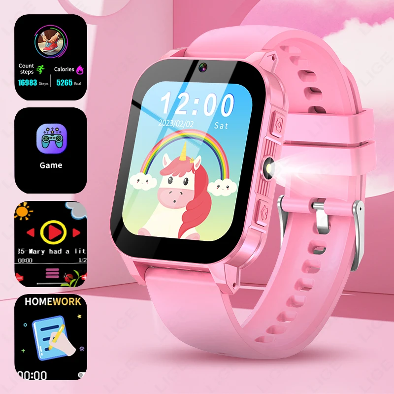 LIGE Neue Kinder Smart Uhr Machen Fotos Aufnahme Video kinder Armband Puzzle Spiel Geeignet Für 3-12 alter kind Smartwatch Image