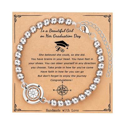 Graduation Gifts for Her Him Class of 2025 Graduation Bracelets Inspirational Graduation Compass Bracelet for Women College Graduation Gift for Him Her