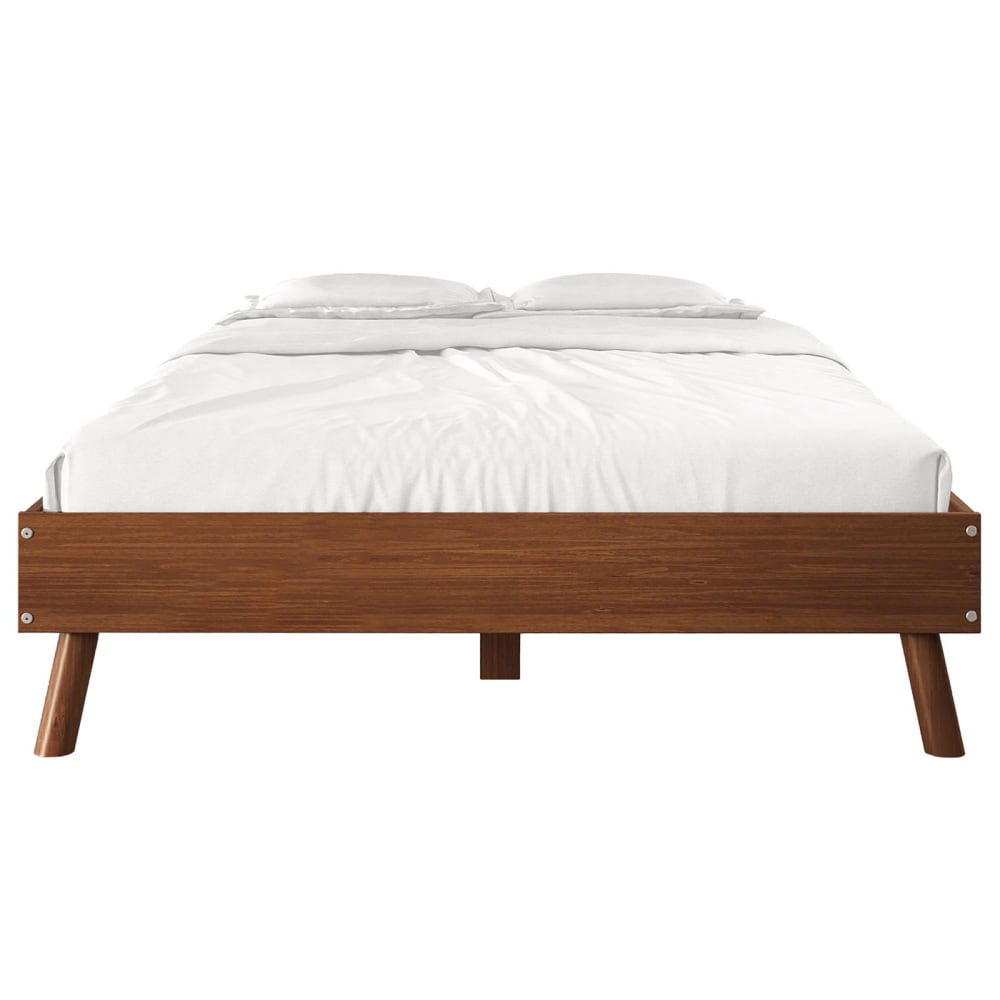 Lit futon en bois massif, coloris châtaignier, 140 x 200 cm