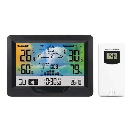 Therye.com-Station météo sans fil multifonctionnelle avec capteur, prévisionniste, intérieur,