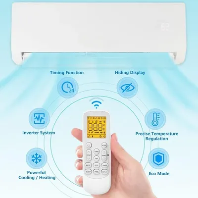 HOME.9000 BTU Mini Split AC/Heating System with Inverter, 19 SEER 115V Energy Saving Ductless