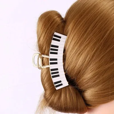 1pc Oil Dripping Black And White Piano Keys Piano Metal Hairpin Large Catch Clip Back Head Hair