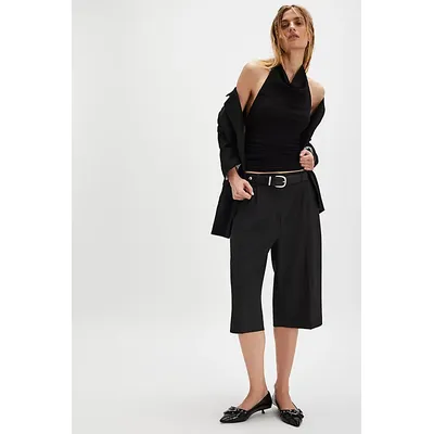 Clean Knee Length Trouser Shorts at Free People in Charcoal, Size: US 10