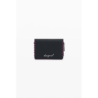 Small wallet with braided leather effect