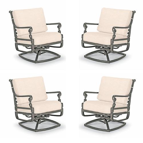 Carlisle 4-pc. Swivel Lounge Chair with Cushions in Slate Aluminum - Standard, Melon - Frontgate