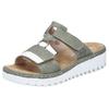 Keilpantolette RIEKER, Damen, Gr. 38, schilf, sanftes weiß, Lederimitat, casual, Schuhe, Sommerschuh, Strandschuh, Keilabsatz, mit zwei Klettverschlüssen