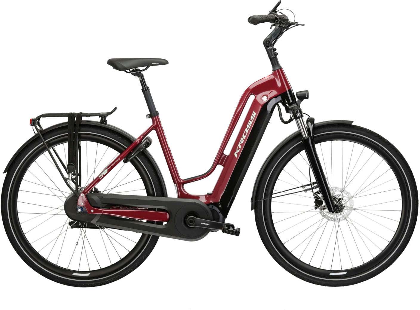 E-Bike KROSS "E-Citybike Damen Sentio 6.0 28" rot" Gr. 56, rot (rot, schwarz), Elektrofahrräder, 56cm, 28 Zoll (71,12cm), Pedelec, Elektrofahrrad für Damen und Herren Image