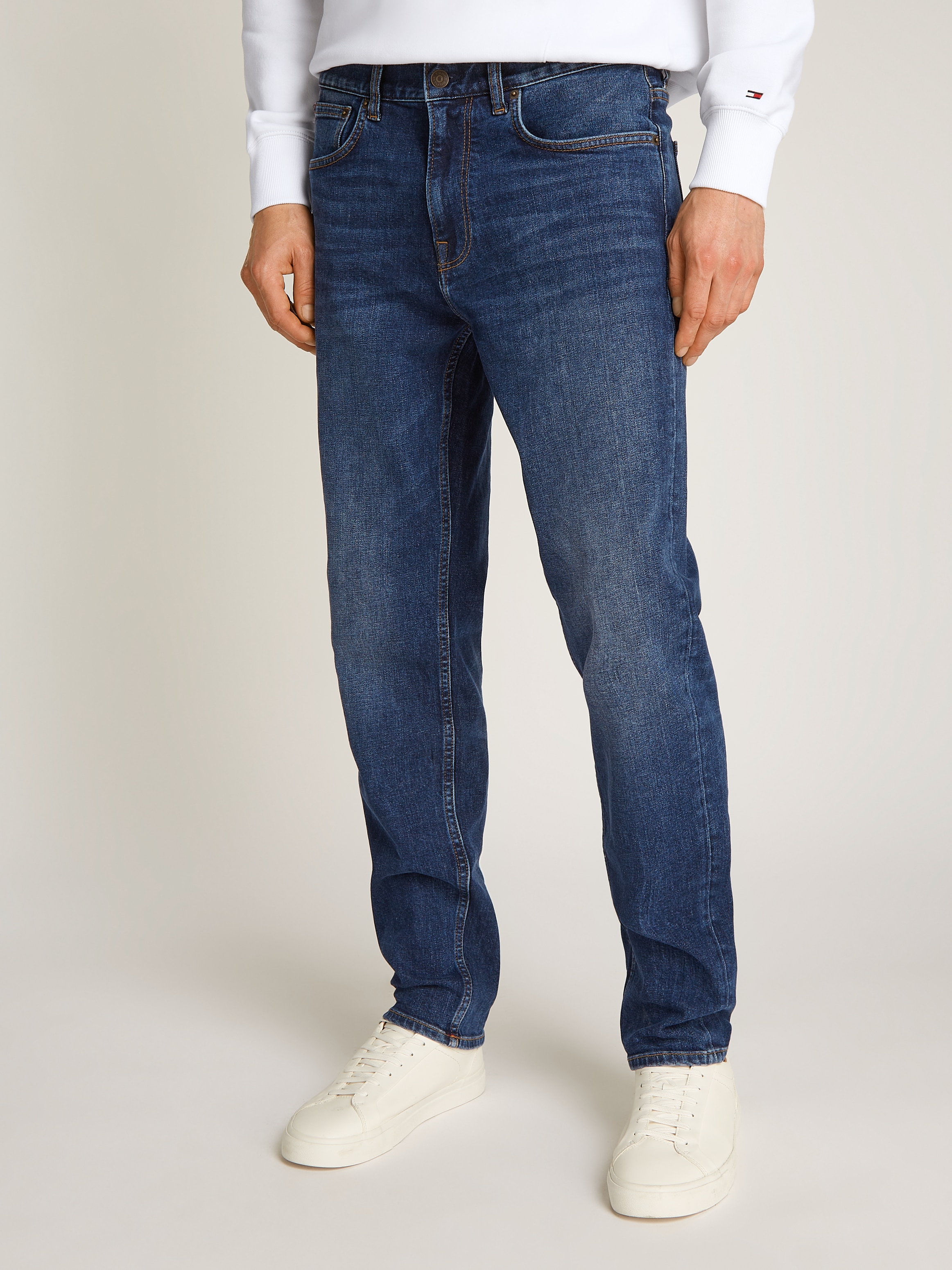 Straight-Jeans TOMMY HILFIGER "CORE HARLEM", Herren, Gr. 40, Länge 36, blau (royal blau), Denim/Jeans, Obermaterial: 99% Baumwolle, 1% Elasthan, Jeans Straight-Jeans