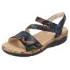 Keilsandalette REMONTE, Damen, Gr. 39, schwarz (schwarz multi), Leder, casual, Schuhe, Sommerschuh, Klettschuh, Riemchensandale mit Softfußbett