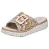 Keilpantolette RIEKER, Damen, Gr. 39, bunt (pastell multi), Bast, Flechtoptik, klassisch, Schuhe, Sommerschuh, Strandschuh, Hausschuh mit praktischem Klettverschluss, Topseller