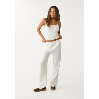 Stradivarius Soft-touch straight-leg trousers White XS
