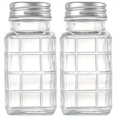 TEMU Set Of 2 Vintage Glass Shakers For Salt And Pepper, Featuring A Glass Base And Stainless Steel Lid, Ideal For Kitchen Use, Dining Tables, Rvs, Camping, And Barbecues, Designed For Easy . Image