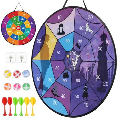 TEMU 66 Cm Diameter Dartboard Set With 6 Sticky Balls 6 Darts Indoor Outdoor Game Gift Wednesdaydart Game Foldable Double-sidedball Game Wednesday Throwing Game Board Image