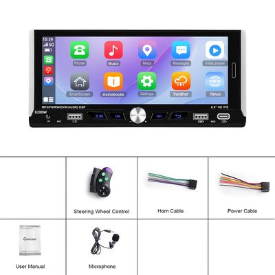 "TEMU Podofo 6.9" Hd Touchscreen Car Stereo With & Auto, Wireless, Fm/rds Radio, Backup Camera, , Usb/type-c Fast Charging, Remote Control & Steering Wheel"