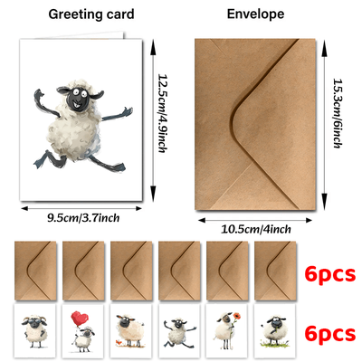 TEMU 12/24pcs Funny, Weird Sheep Greeting Cards With Envelopes, Suitable For , Teachers, Business, Colleagues, Employees Thank You Cards, Birthday, Father's Day, Day Occasions Image