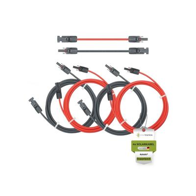 Solarkabel Doppelpack 4x PV-Kabel 4mm² H1Z2Z2-K Schwarz & Rot mit Solarstecker 4x 5m 4mm² Image