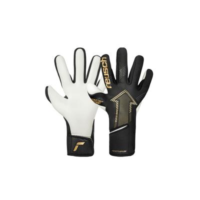 Torwarthandschuhe REUSCH "Fastgrip Gold", Damen, Gr. 8,5, gold (goldfarben, schwarz), 39% Polyester, 7% Polyurethan, 2% Polyamid, 52% Elastodien, mehrfarbig, sportlich, Handschuhe, mit Hybrid Negative Cut