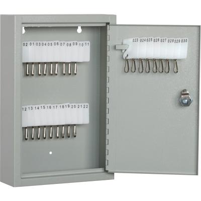 Skilcraft Key Cabinet - 17.3" X 14" X 3.3" - Hinged Door(S) - Cylinder Lock, Scratch Resistant, Corrosion Resistant - Gray - Baked Enamel - Steel