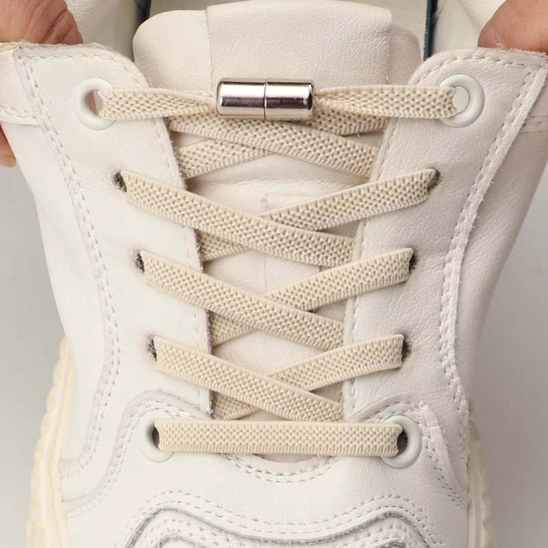Elastische Schnürsenkel für Turnschuhe, ohne Binden, Schnürsenkel mit Kapselschloss, Schnürsenkel ohne Bänder, für Kinder und Erwachsene, 0,6 cm, flache Schnürsenkel für Schuhe Image