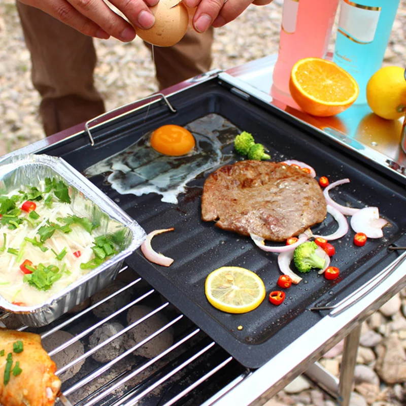 Grill Grill platte Grill pfanne Antihaft-Grill platte Küche Kochen Picknick im Freien Grill Grill pfanne Teller 30*25cm Image