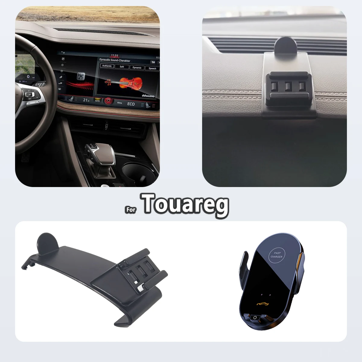 Spezielle Telefonhalterung für Volkswagen VW Touareg 2019–2021 2022 2023 2024, magnetische Autotelefonhalterung, intelligente Sensing, unsichtbare Basis Image