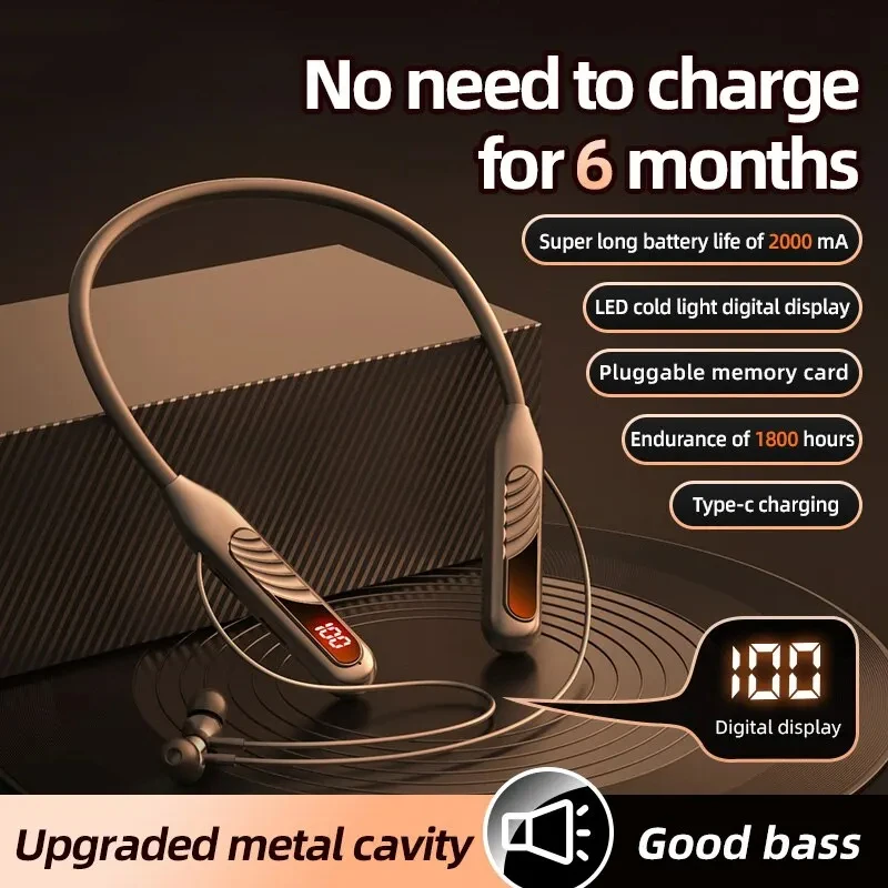 Bluetooth 5,3 Kopfhörer Tragbare Lade Bin Display Bass Drahtlose Kopfhörer Ohrhörer Stereo Headset Outdoor Sport Wasserdicht Image