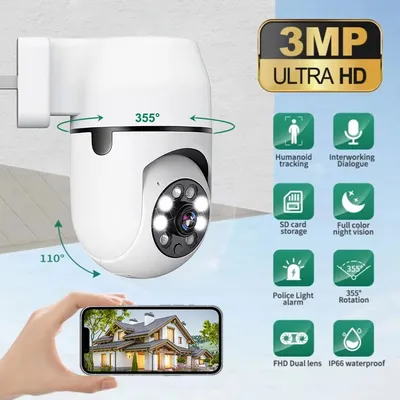 Outdoor Wireless Security IP Kamera 3MP HD IR Nachtsicht Externe Wifi PTZ Kamera Auto Tracking Straße Überwachung Kamera