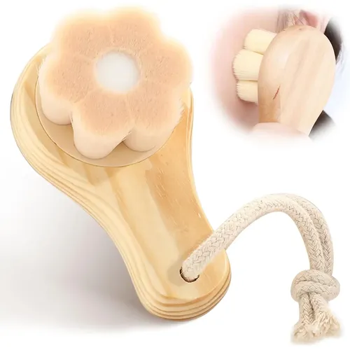 Gesichtspeeling-Reinigungsbürste mit Holzgriff, ultraweichen Borsten, Unisex-Gesichtspflege- und Reinigungsgerät.