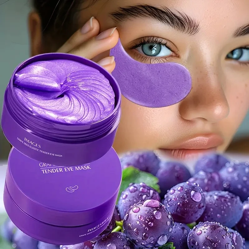 60 teile/schachtel Traube Kristall Kollagen Augen Maske Anti Augenringe Augen Taschen Feuchtigkeitsspendende Anti-aging Augenklappen Augen Hautpflege produkte Image