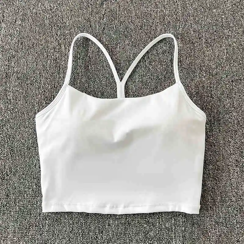 Trainings-Yoga-Weste, nackter Kreuzträger, schöner Rücken, Sport-BH, abnehmbares Brustpolster, Fitness-BH, gerafft und stoßfest Image