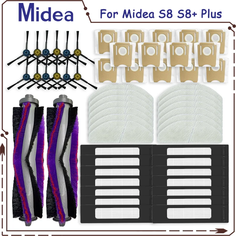 Passend für Midea S8+ Plus, Kundus Katone CLIEN T24, Maga Projektor ThinkAir RV50 Pro Ersatzteile Zubehör Hauptseitenbürste Filter Mopp Staubbeutel Image