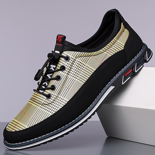 Schwarze Karo-Sneaker für Herren mit Schnürung – bequeme Schuhe für lässige und sportliche Ausflüge Image