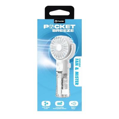 Premier 06136 - Pocket Breeze Rechargeable Portable Fan & Mister (PBF08WH) Everyday Electronics