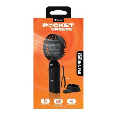 Premier 07282 - Pocket Breeze Mini Rechargeable Portable Fan w/Strap (PBF02BK) Everyday Electronics