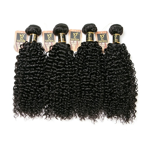 4 Bündel Haarwebereien Brasilianisches Haar Versaute Curly Haarverlängerungen Remy Menschenhaar 100% Remy Haarbündel 400 g Menschenhaar spinnt Echthaar Haarverlängerungen 8-28 Zoll Naturfarbe / 8A Image